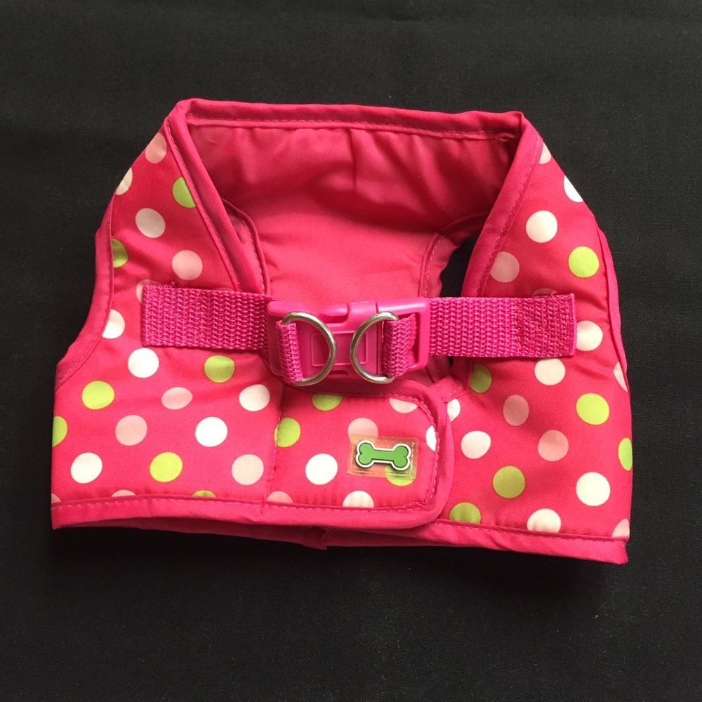 Wagatude Dog Harness Padded Hot Pink Polka Dots